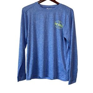 4/$24 surfmentality Port Aransas Texas Rash Guard Blue and Yellow Size Small